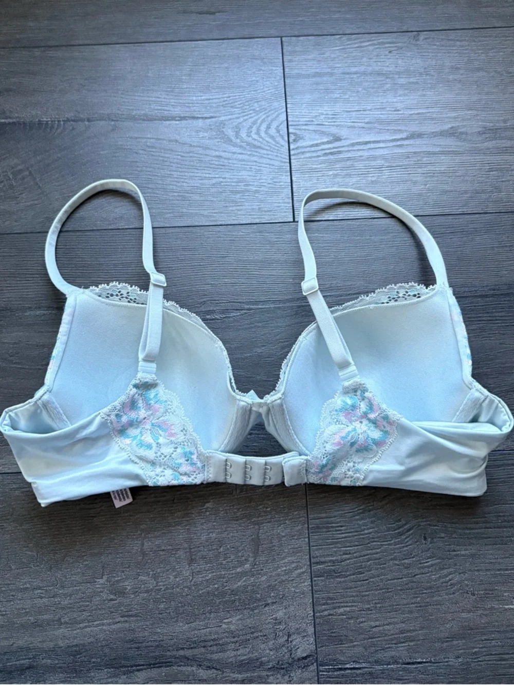 Victoria's Secret Body By Victoria Lined Demi Lace Floral Bra Lt Blue/Pink 34C